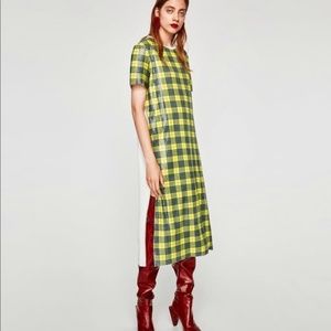 NWOT Zara Trafaluc Yellow Sequin Check Dress